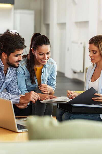 Mortgage customers reviewing home financing options