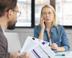 Business owner discussing loan options